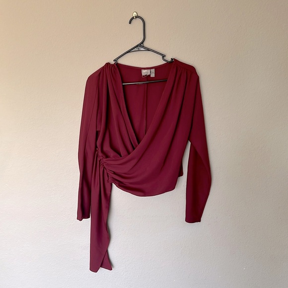 ASOS Burgundy Wrap Top - Picture 1 of 4